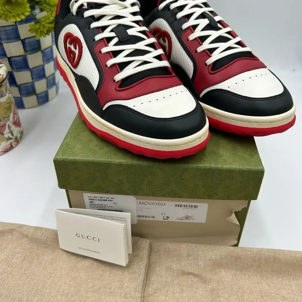 Men's Gucci Mac 80 low top leather sneakers size 11 fits 11.5 US made in Italy